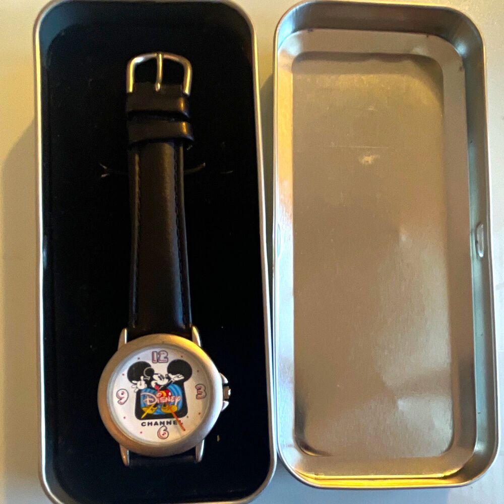 Disney Disney Channel Mickey Mouse Wristwatch w/ Black Strap & Tin Case